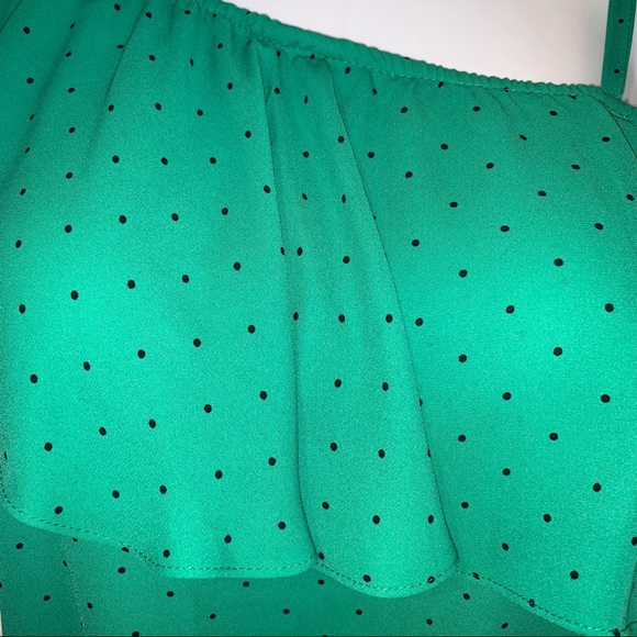 TORRID ⭐️ Green Dot Ruffled One-Shoulder Blouse - Picture 9 of 12
